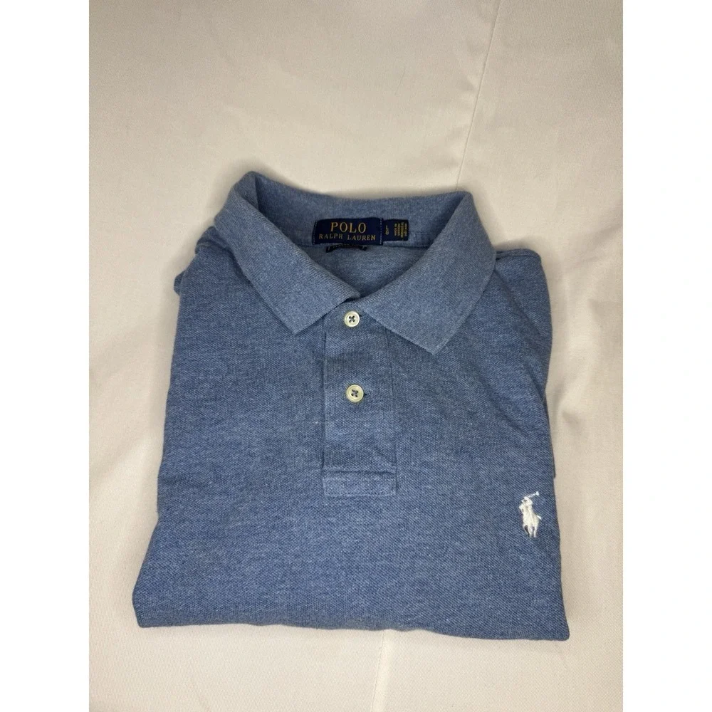 Polo‎ Ralph Lauren Blue Short Sleeve Sz L Polo shirt Tiny Hole As Pictured